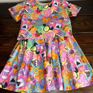 Custom made Disney foods crop top and twirl skirt